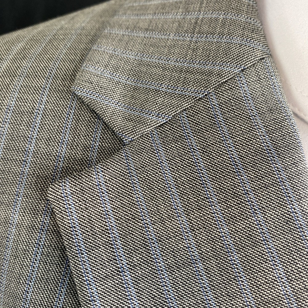 Jos A Bank Traveler Tailored Fit Sport Coat 46R Gray/Blue Glen Plaid Check - Picture 7 of 16